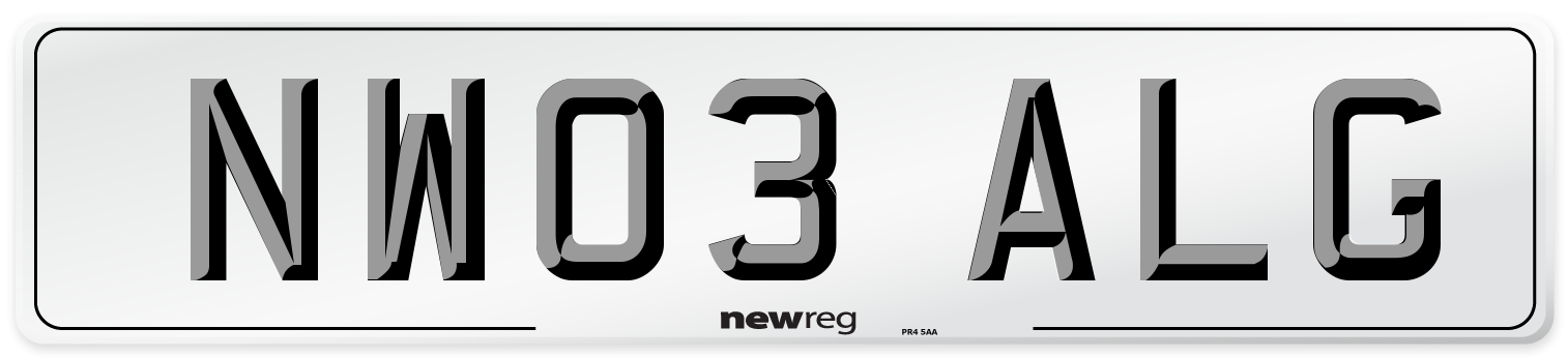 NW03 ALG Number Plate from New Reg